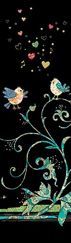 Bokmerke Bug Art 2 småfugler og hjerter - 5x17cm