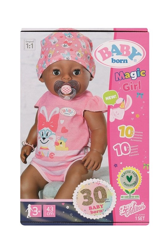 Dukke Baby Born Magisk Jente Brune øyne 43cm