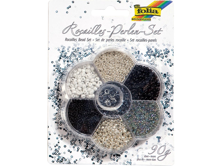 Perlesett Små Sølv Sort