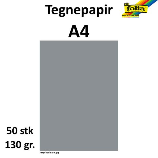Tegnepapir A4 50 ark, 130g, Mørk Grå