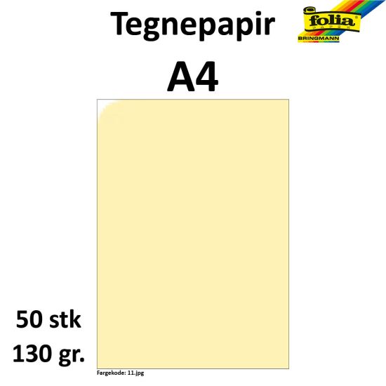 Bilde av Tegnepapir A4 50 Ark, 130g, Strågul