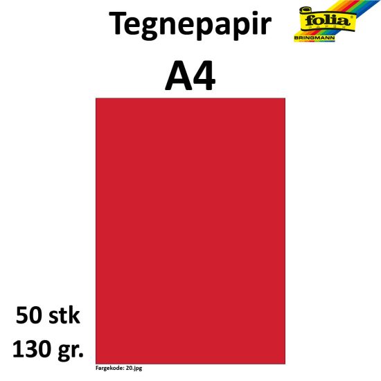 Bilde av Tegnepapir A4 50 Ark, 130g, Rød