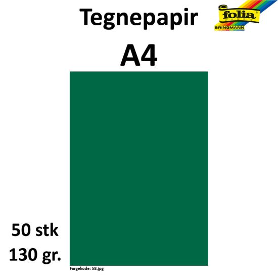 Bilde av Tegnepapir A4 50 Ark, 130g, Mørk Grønn