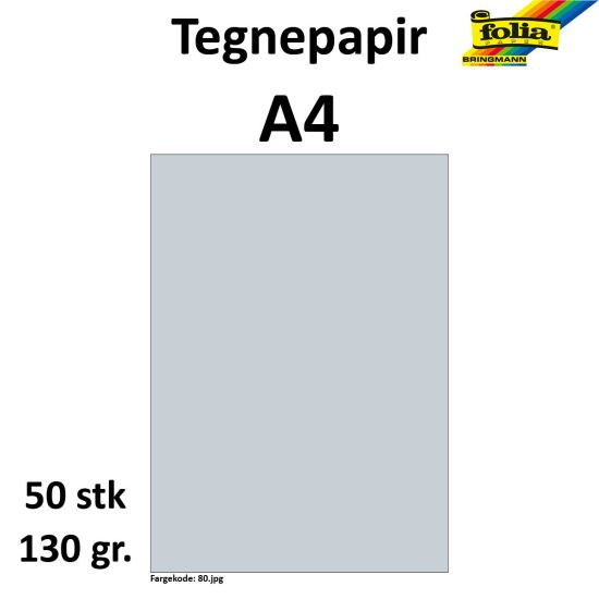 Bilde av Tegnepapir A4 50 Ark, 130g, Grå