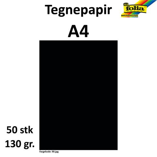 Bilde av Tegnepapir A4 50 Ark, 130g, Sort