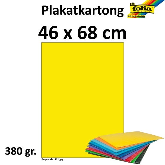 Plakatkartong 380G 48X68cm Fluo Gul