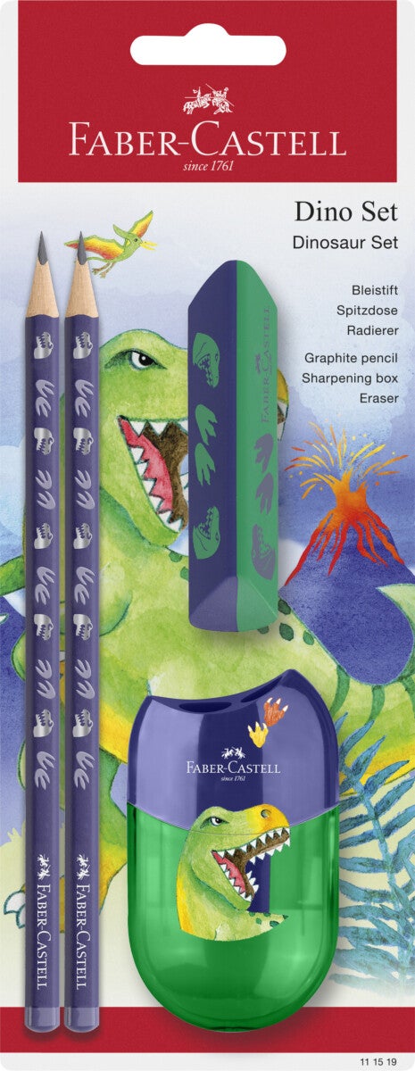 Blyantsett Dino Viskelær Spisser Blå