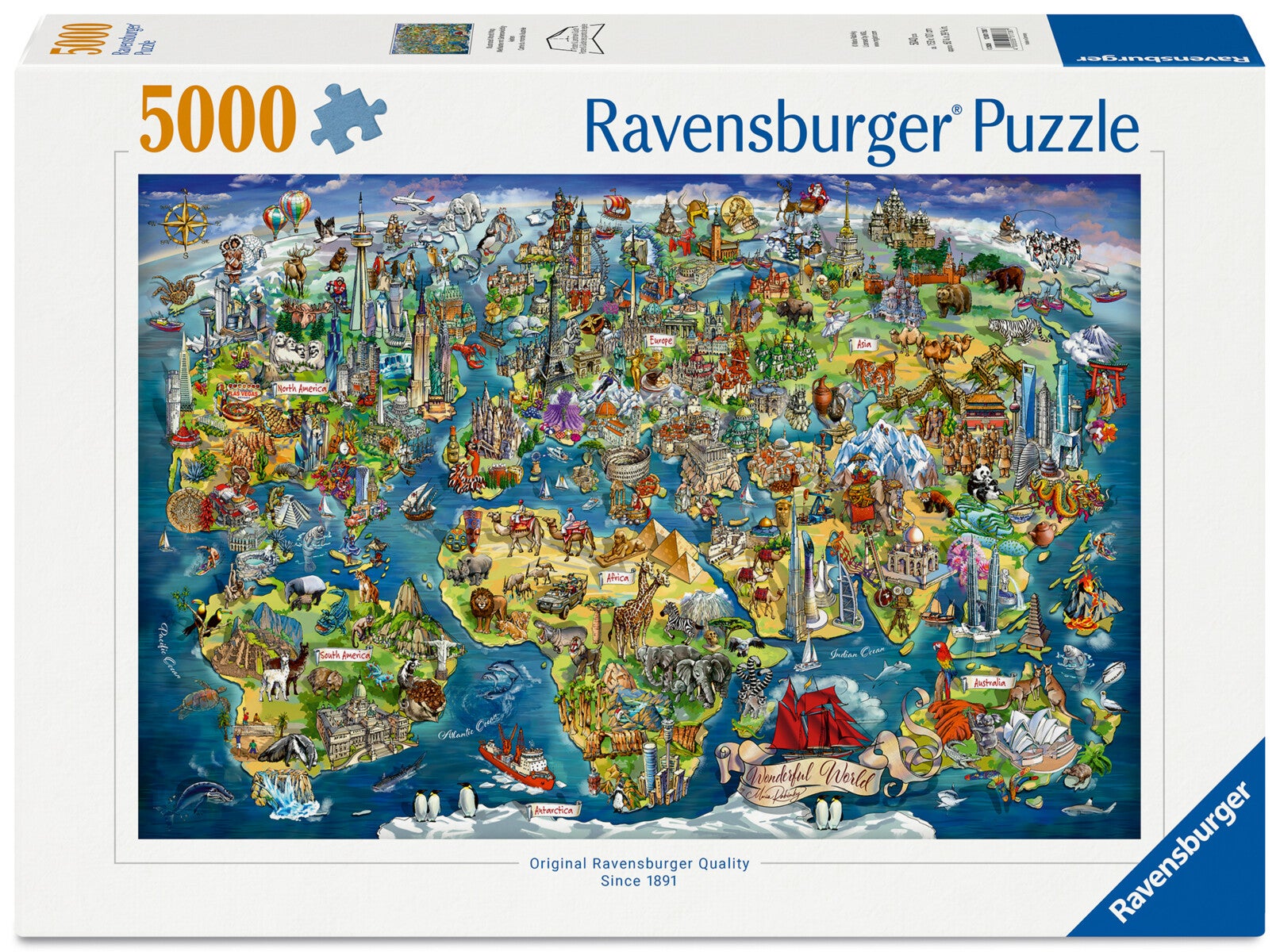 Puslespill 5000 Verdenskart Ravensburger