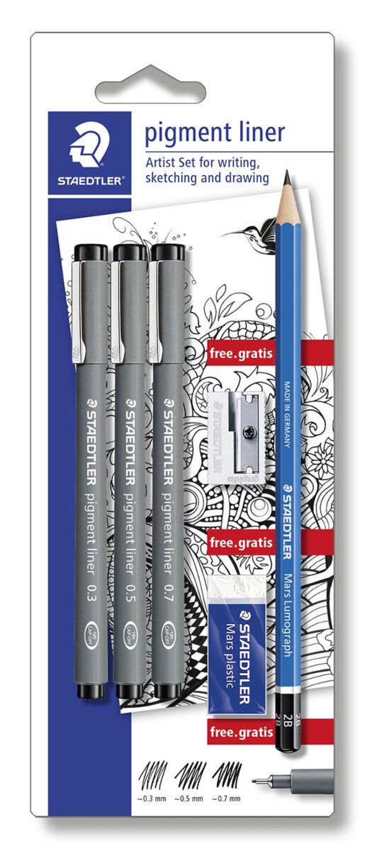Fineliner Staedtler pigmentliner sett(6)