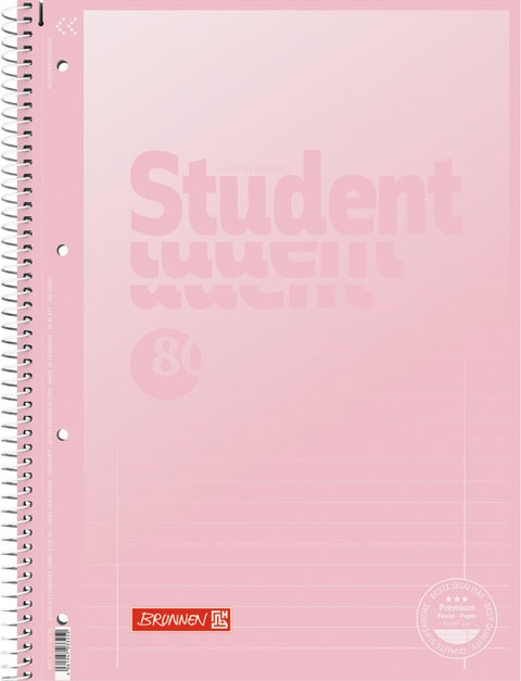 Spiralhefte Brunnen A4 90g Linjer rosa/mint ass