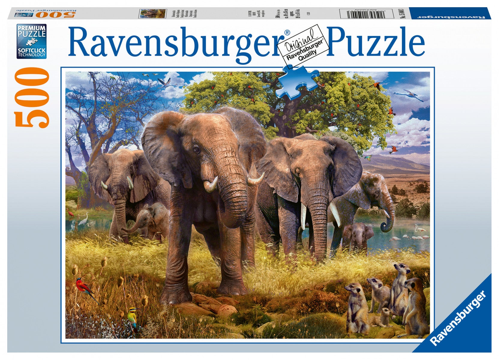 Puslespill 500 Elefantfamilie Ravensburger