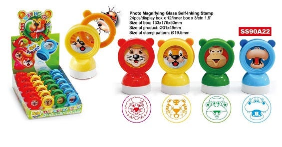 Stempel m/forstørrelsesglass 4 ass