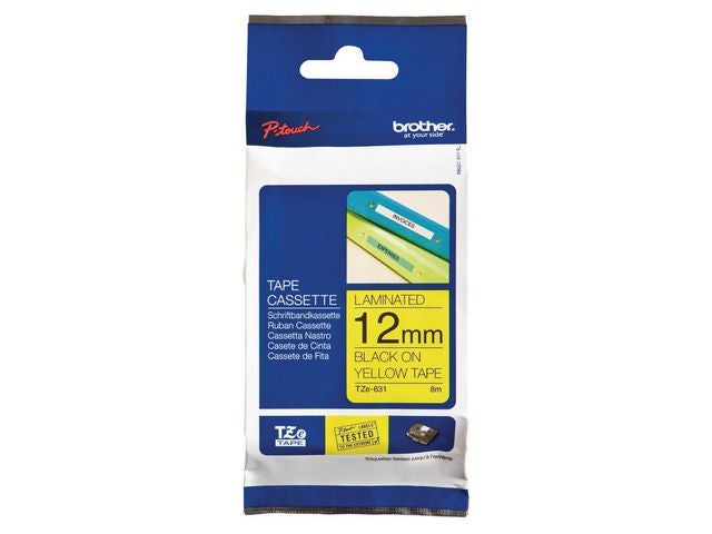 Tape Brother TZe-631 12mmx8m sort/gul