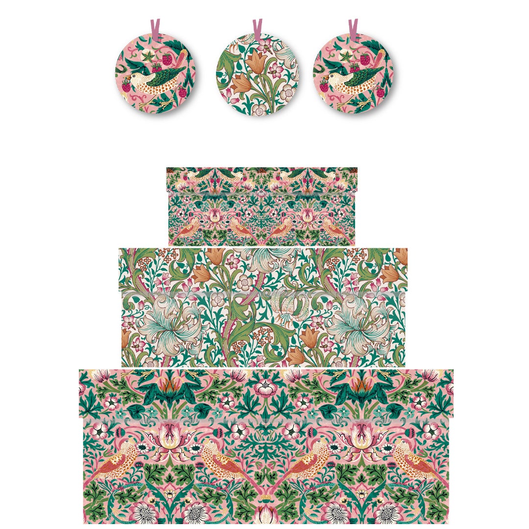 Gaveesker i sett W Morris Strawberry Blush (3)