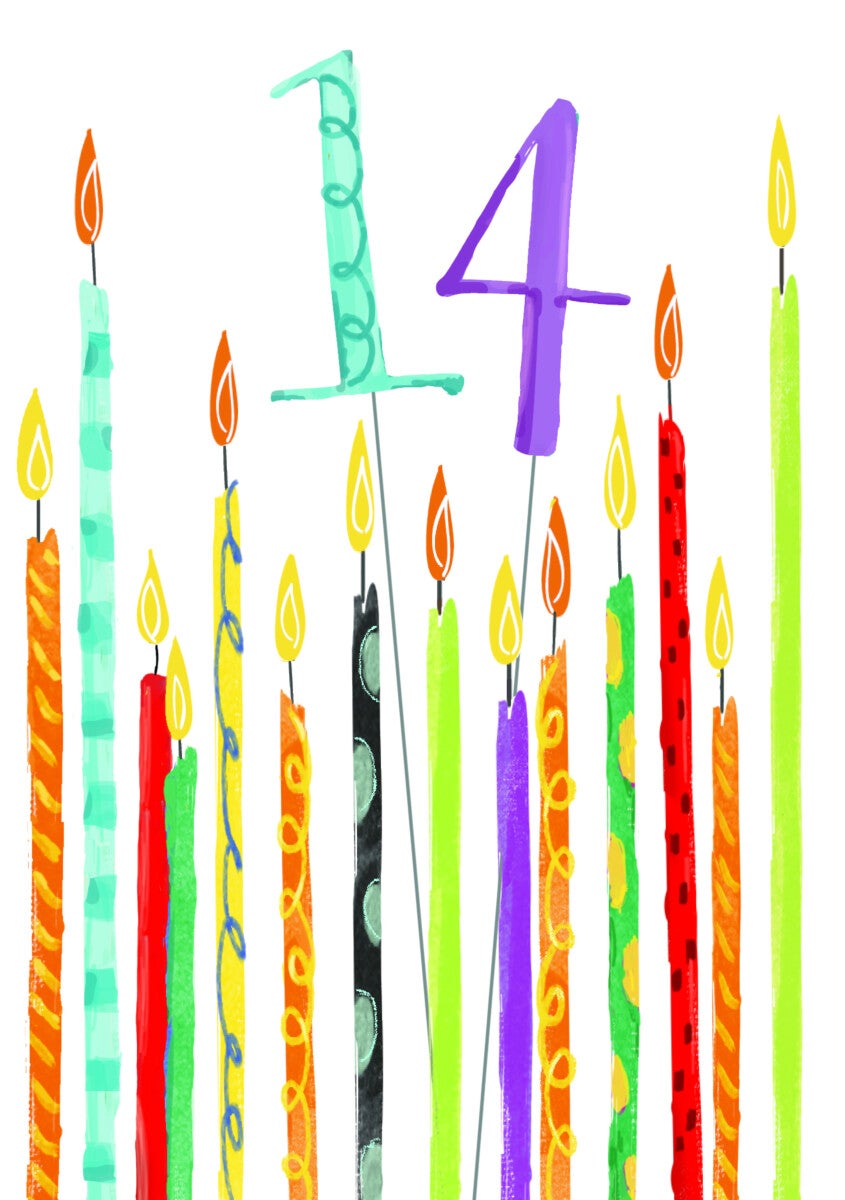 Kort Bday 14 candles