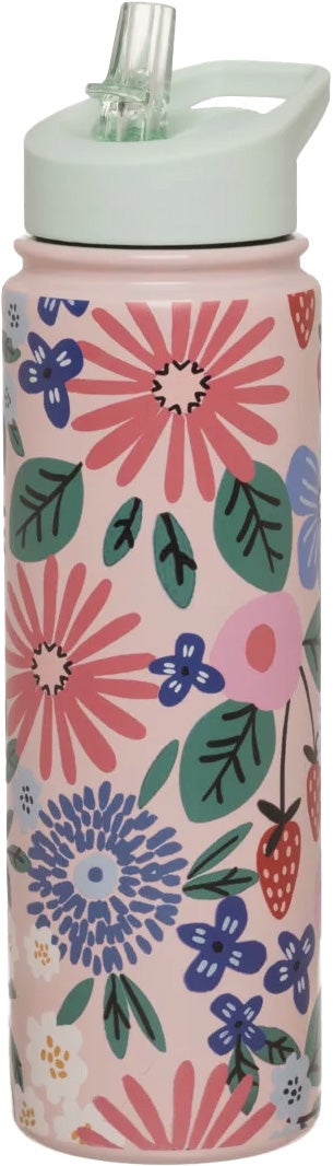 Drikkeflaske metall m/ sugerør Bloom