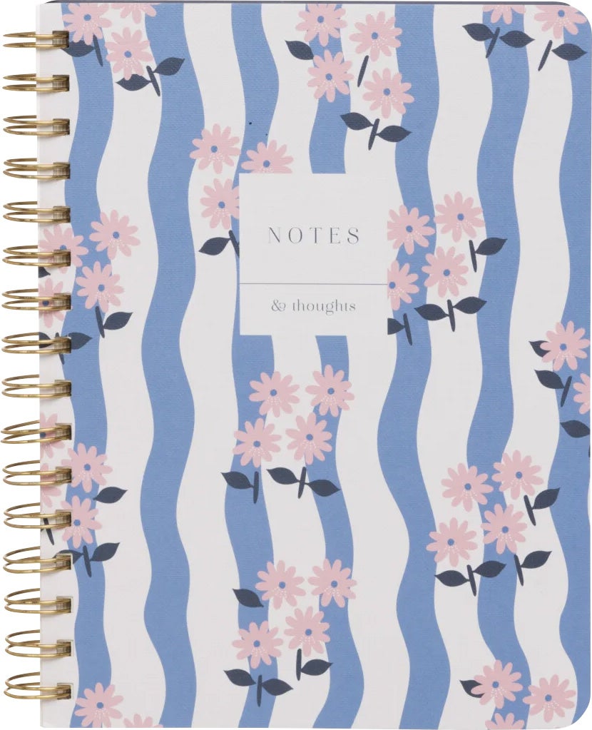 Notatbok A5 m/gullspiral Blomster