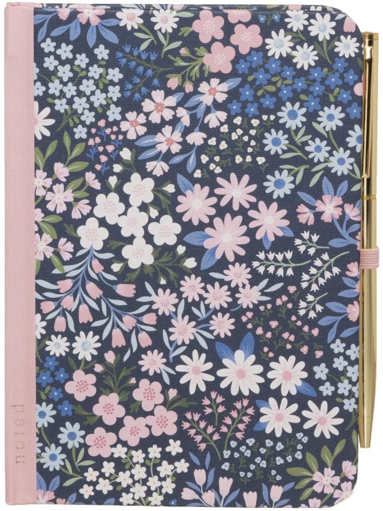 Notatbok A6 m/gullpenn Blomster