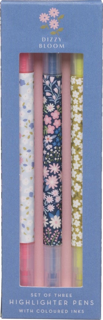 Highlighter i eske 3pk Blomster