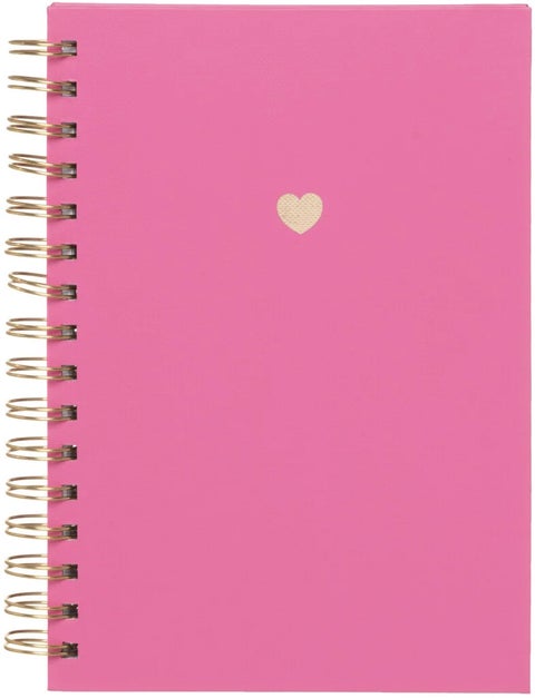 Notatbok A5 Rosa m/gullhjerte