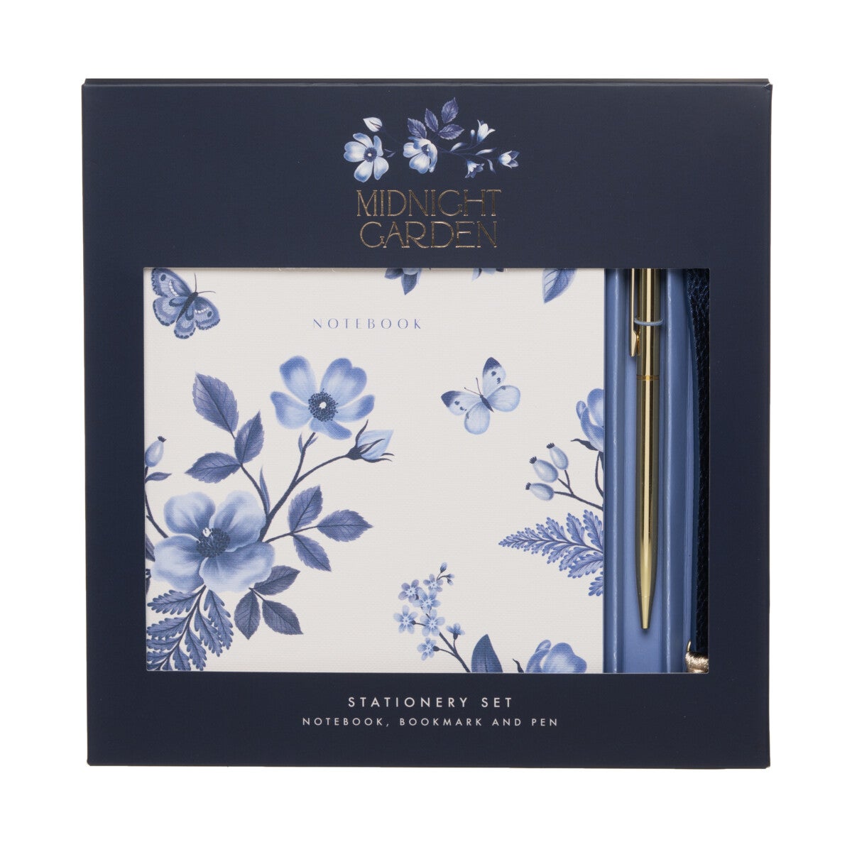 Notatbok A6 m/gullpenn og Bokmerke Midnight Garden