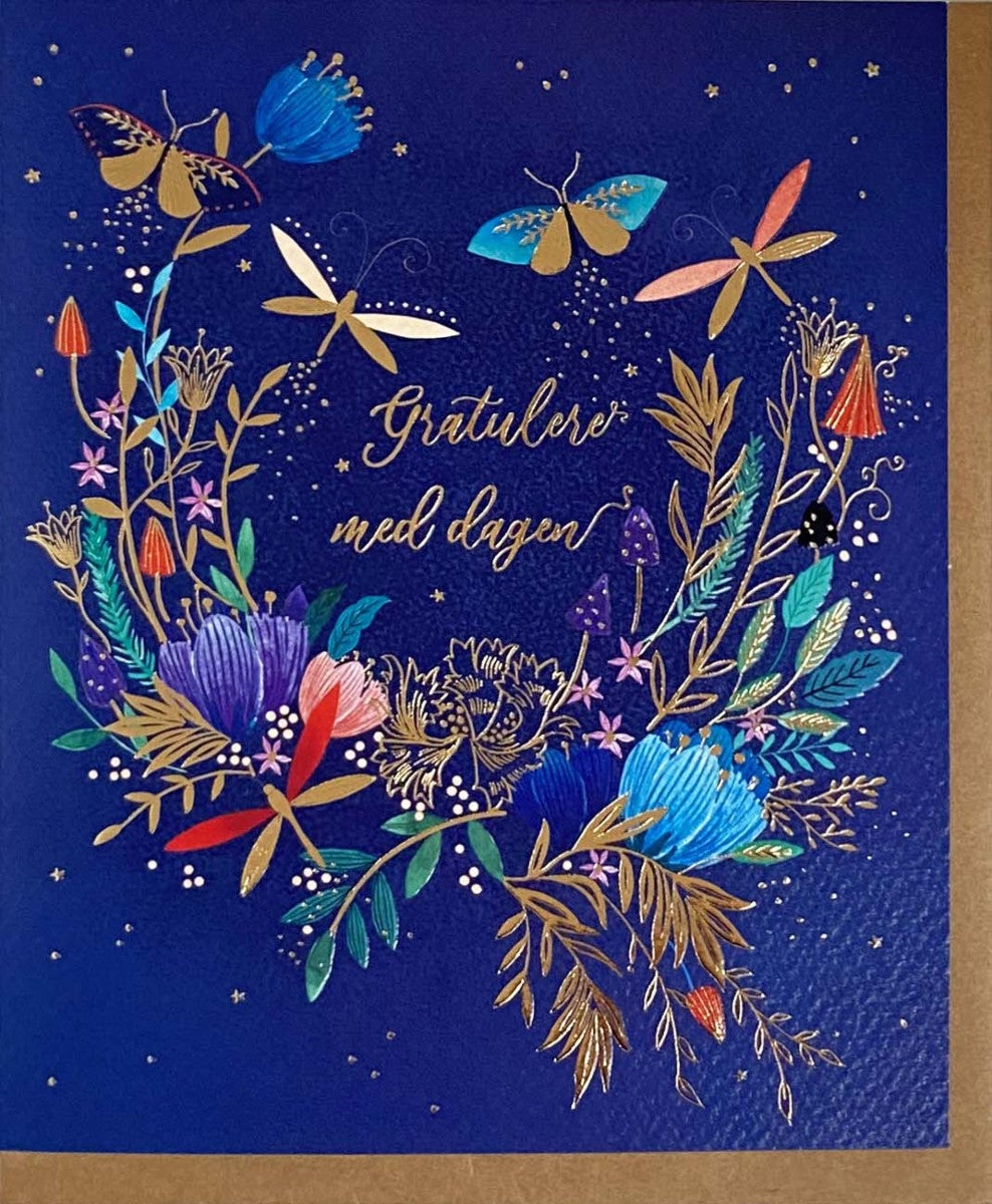 Kort Blomsterkrans Gratulerer med dagen