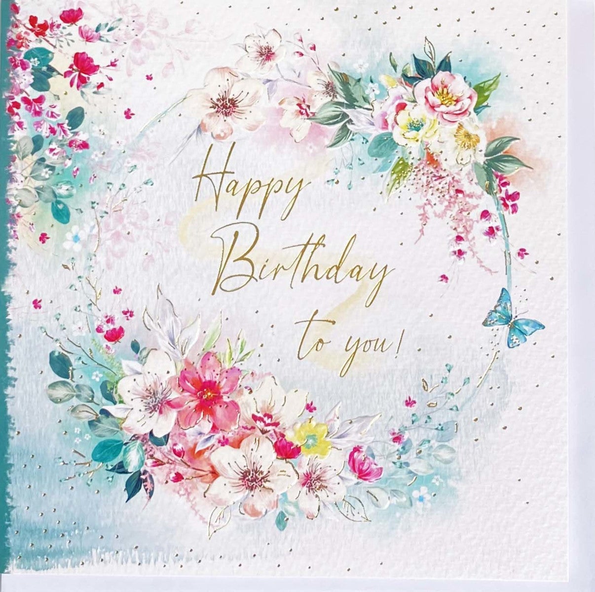 Kort Blomsterkrans happy Birthday to you