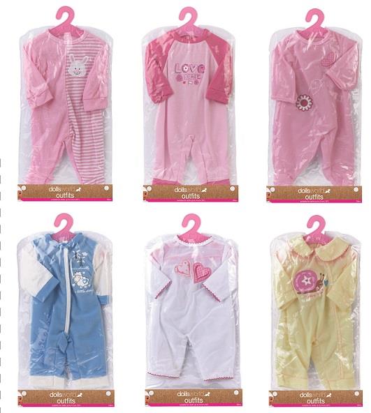 Dukkeklær m/henger Dolls World 41 cm 8 ass