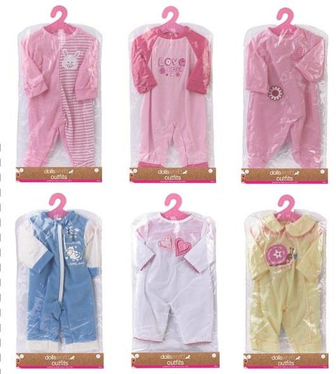 Dukkeklær m/henger Dolls World 41 cm 8 ass