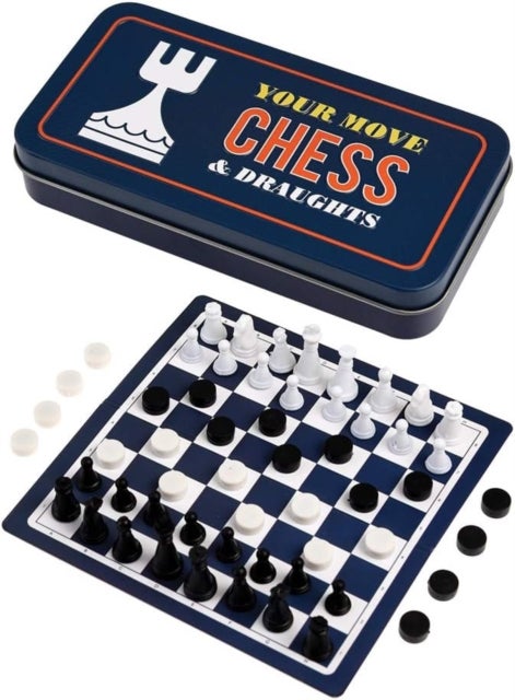Travel chess and draughts game in a tin - Reisesjakk