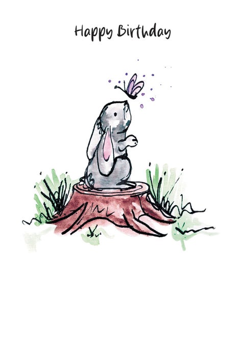 Kort Playing In The Puddles Bunny Butterfly