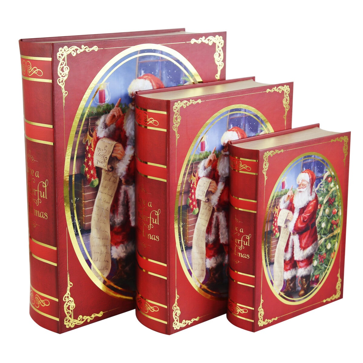 Gaveesker i sett Bok Trad Santa Rød (3)