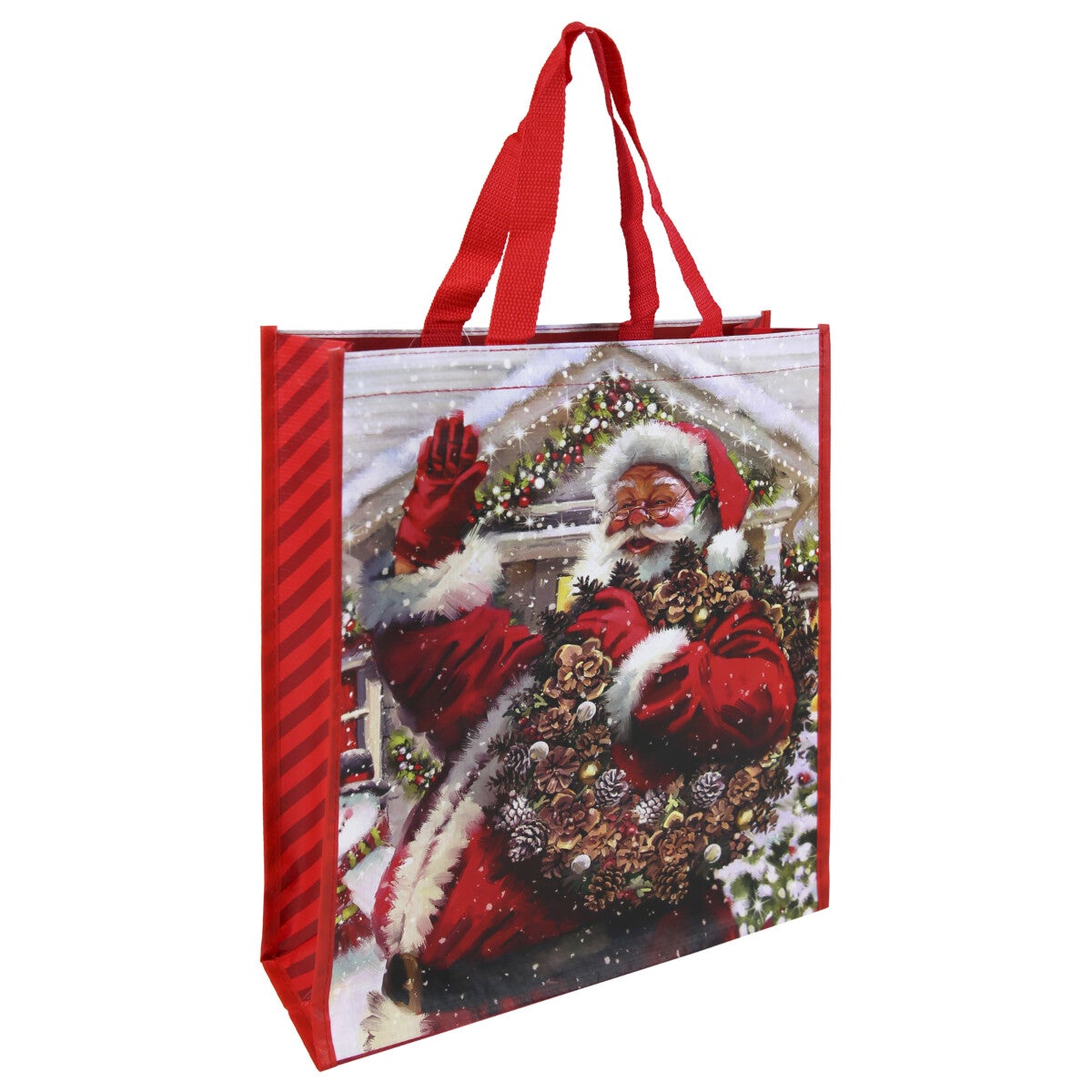 Handlenett Santa wreath joyfull S.