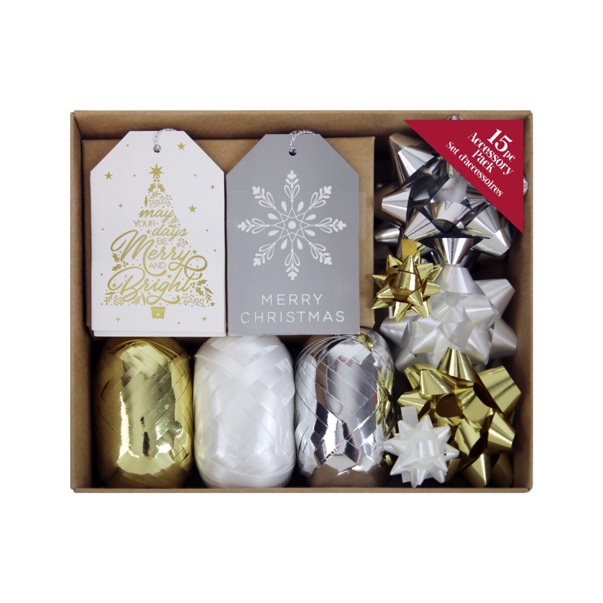 Gavebånd metallic sett 15 pk.