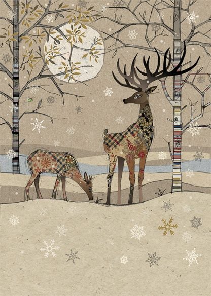 Doble julekort 12x17 Paper & Foil, Deer Landscape