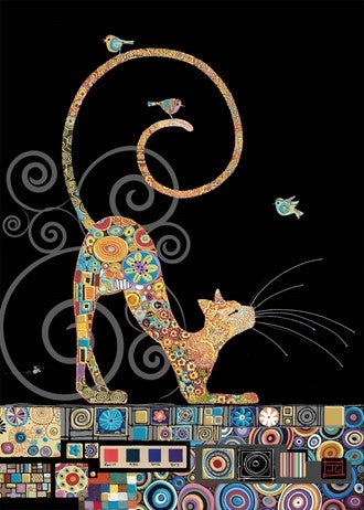 Doble kort 167x118 Jewels Cat With Birds