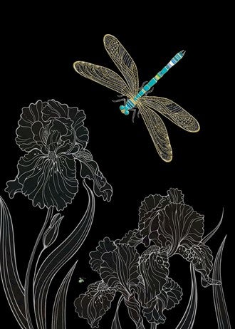 Doble kort 167x118 Jewels Dragonfly Irises