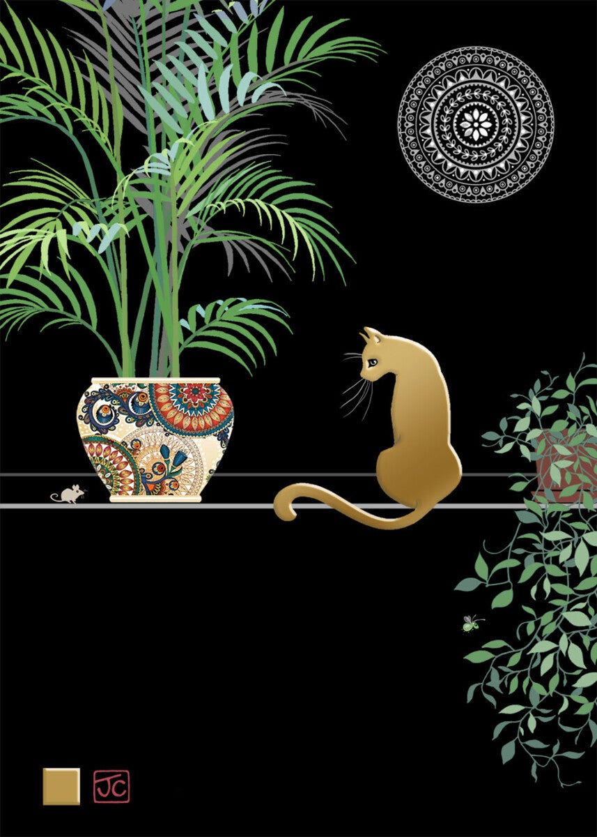 Kort Dobbelt 167x118mm Jewels Gold Cat