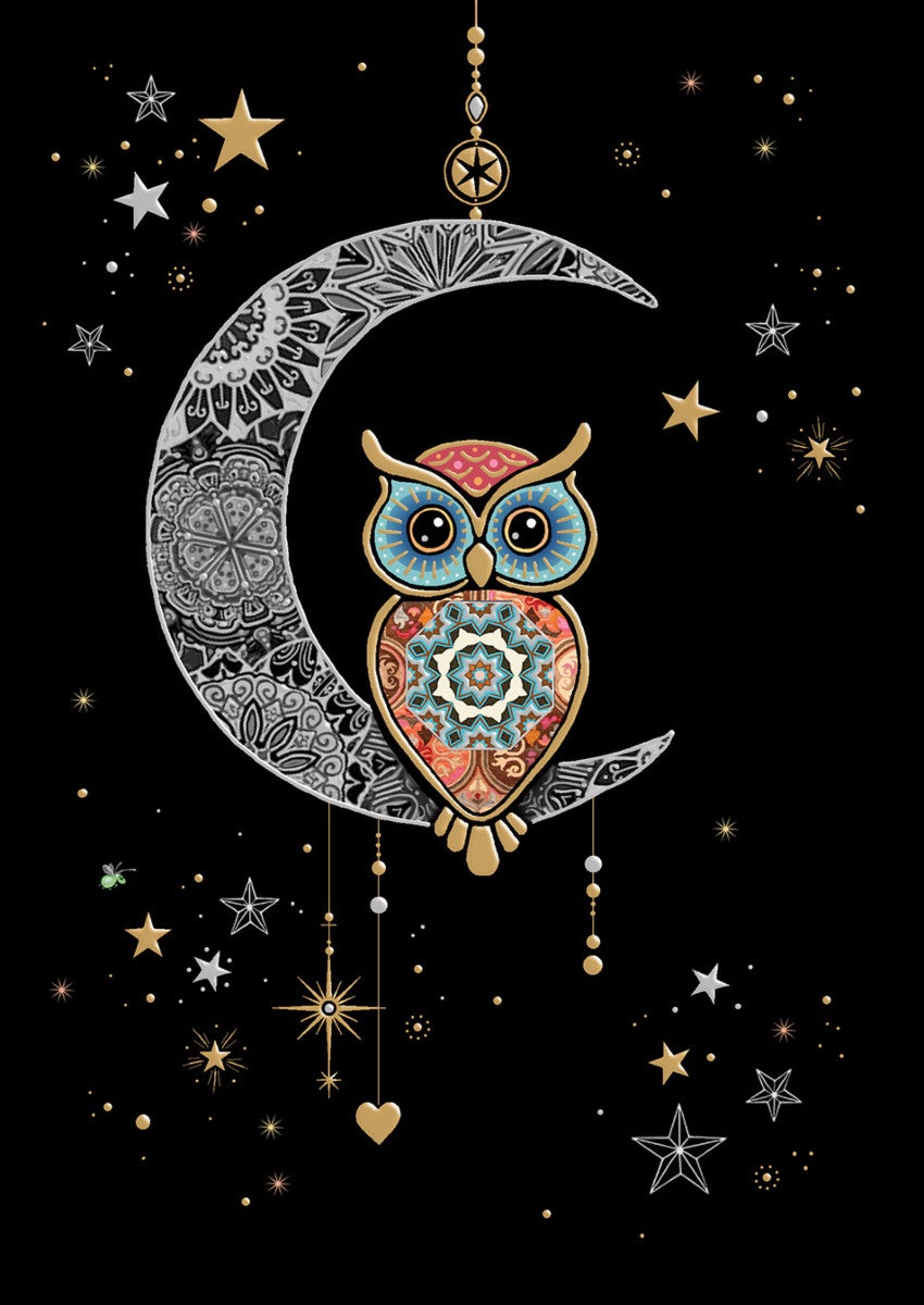 Kort Bug Art Jewels Moon Owl