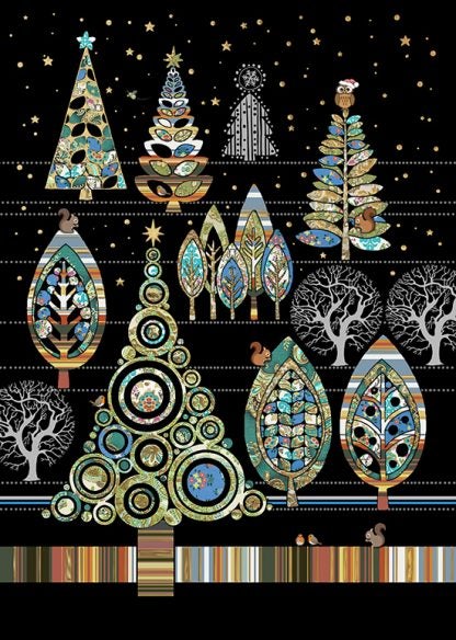 Doble julekort 12x17 Jewels, Christmas Forest