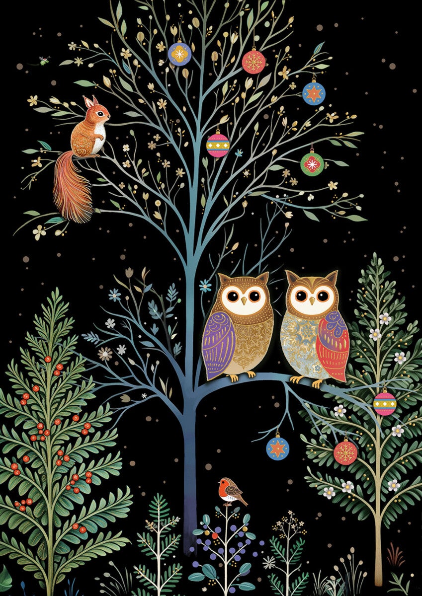 Julekort 12x17 Jewels Night Owls Tree