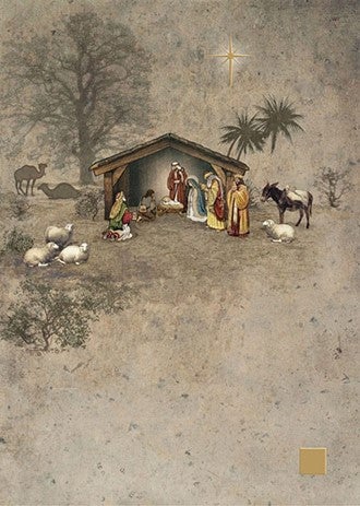 Doble julekort 12x17 Paper & Foil, Nativity