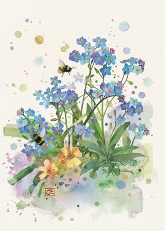 Kort Dobbelt 167x118mm Collage Forget-Me-Nots