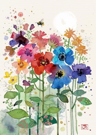 Bilde av Kort Dobbelt 167x118mm Collage Rainbow Flowers