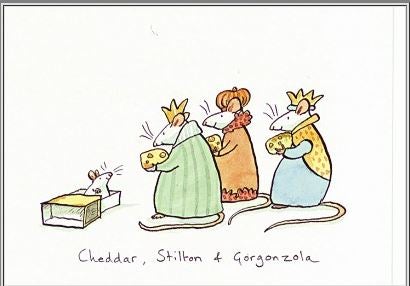 Julekort Two Bad Mice Cheddar Stilton & Gorgonzola