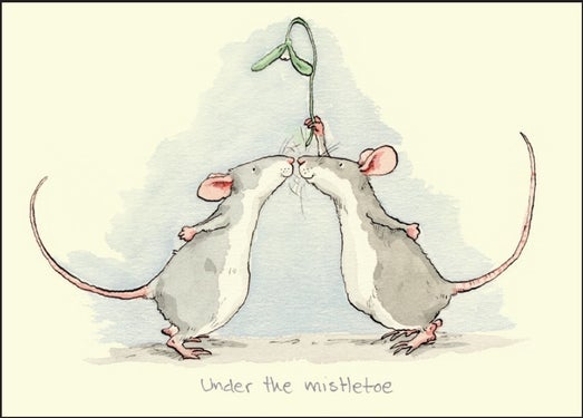 Julekort Two Bad Mice Under the Mistletoe