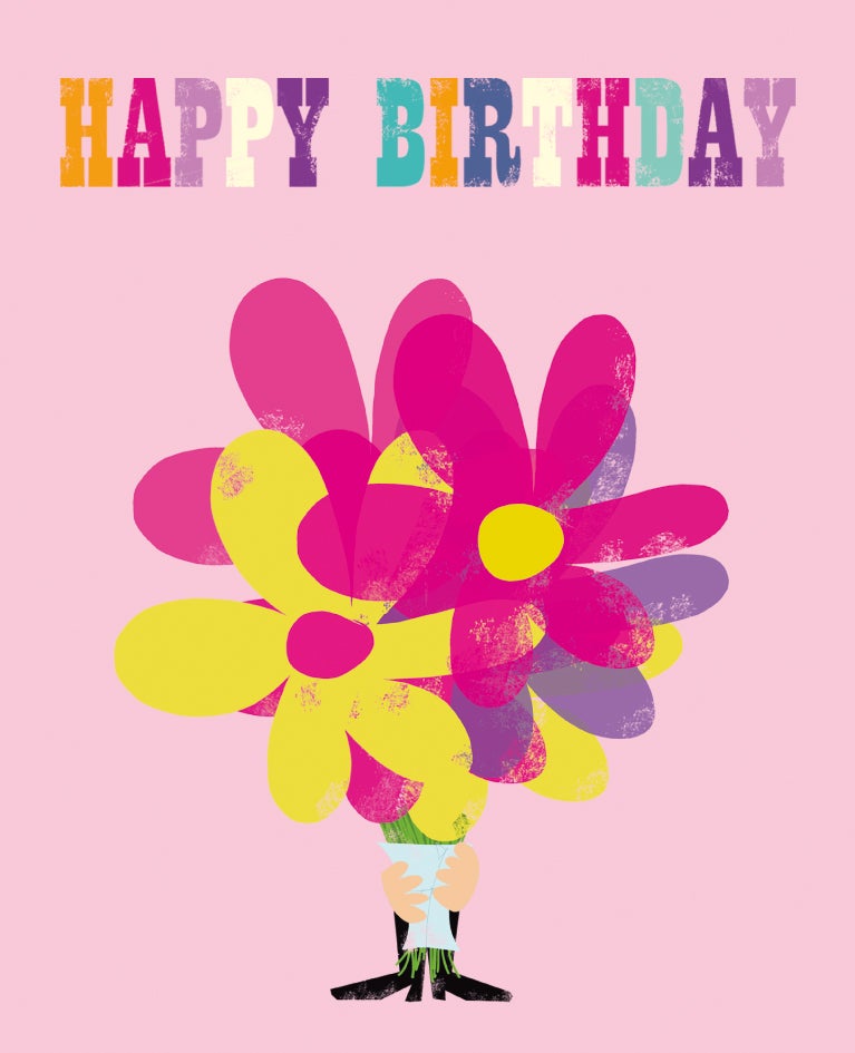 Dobbelt kort Ink Press, HB mann m/ blomsterbukett