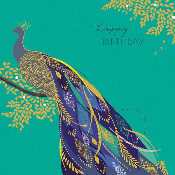 Bilde av Kort Sara Miller Happy Birthday Peacock