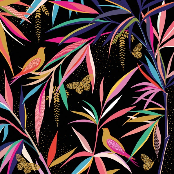 Kort Sara Miller Birds Butterflies Black