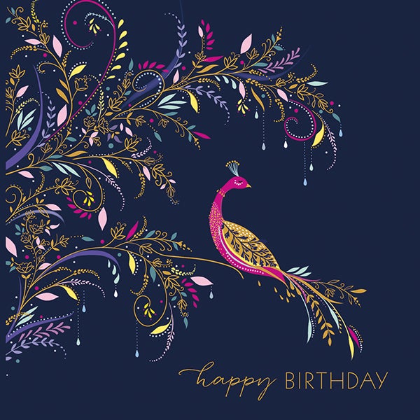 Kort Sara Miller Pink Bird On Navy